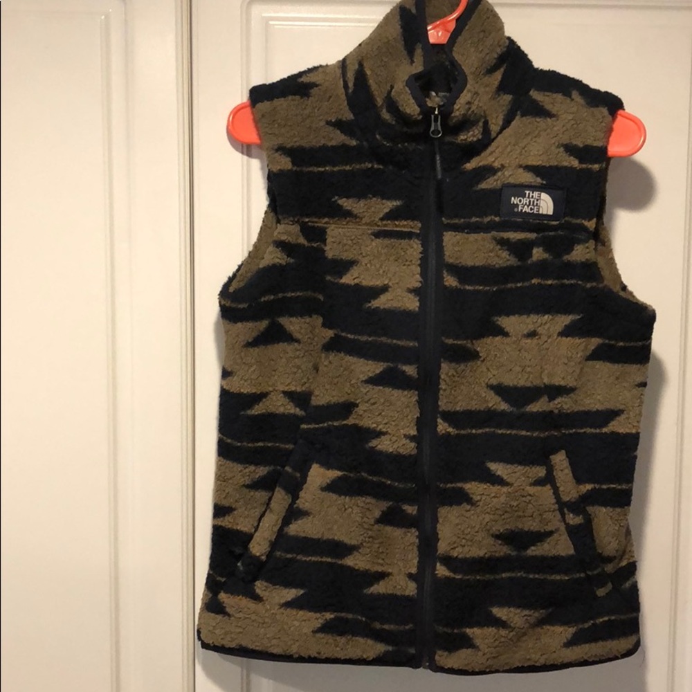 North face vest - navy and tan